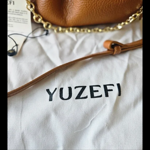 EuC YUZEFI Scallop Scallop BAG Pebble Grained Cinnamon With Tags - Picture 5 of 16